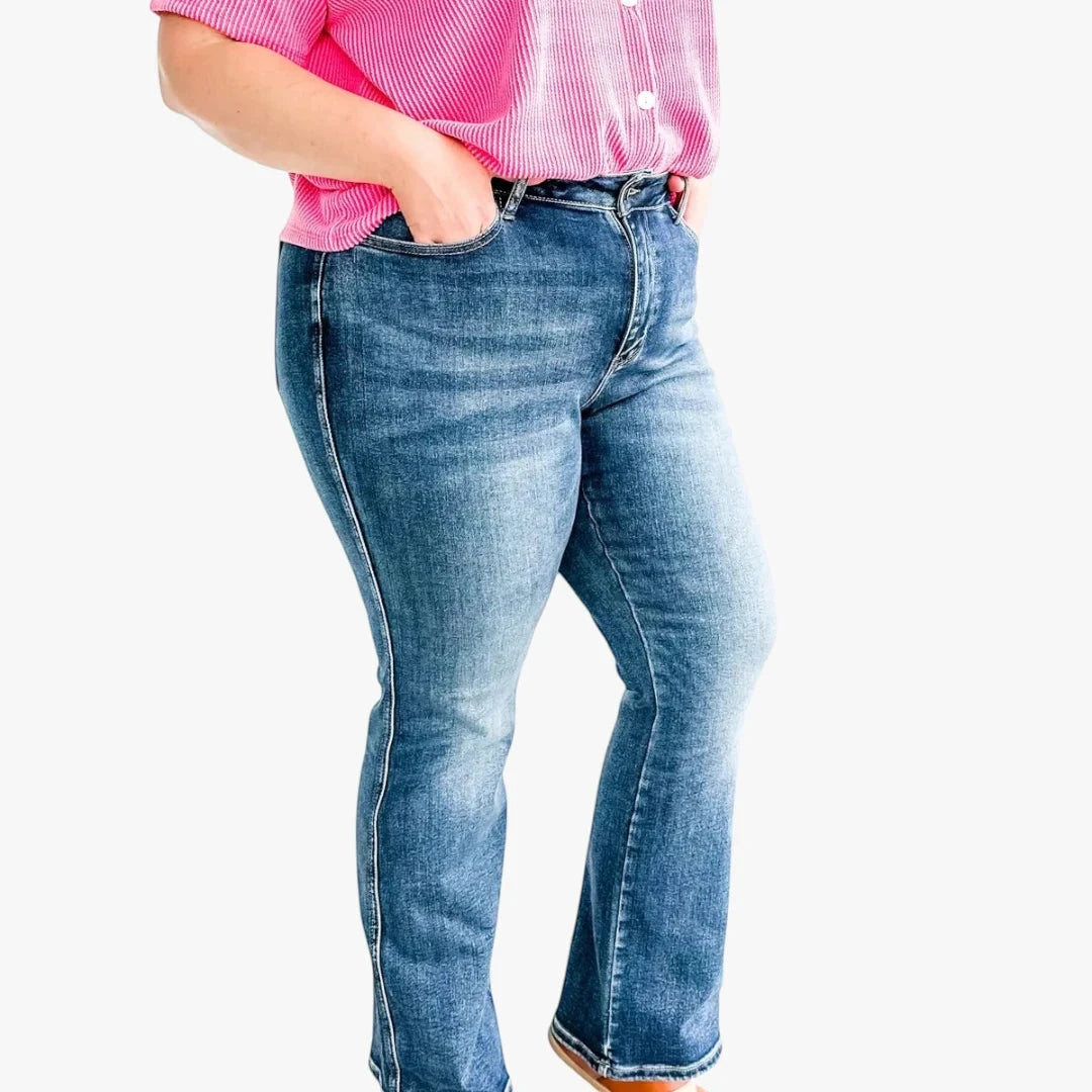 Women's High Waisted Bootcut Jeans with Stretch
