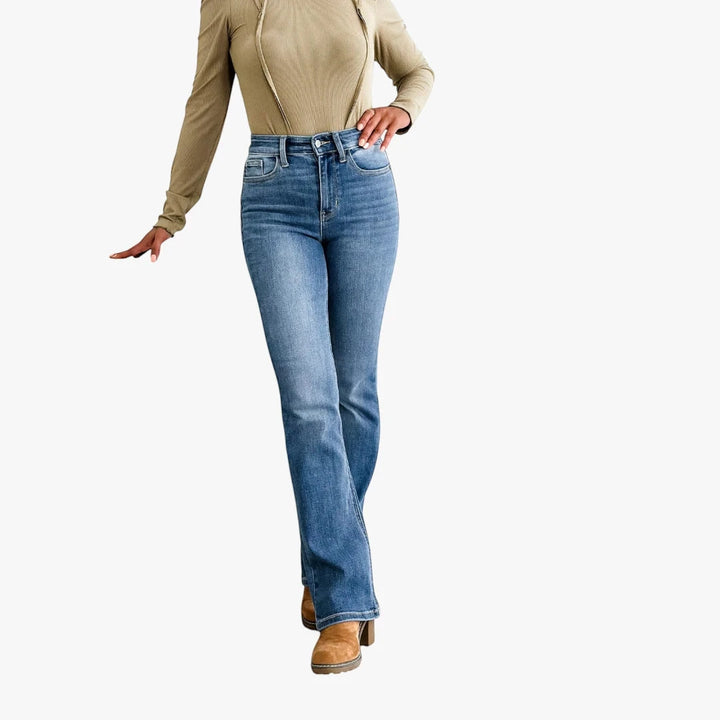 Women's High Waisted Bootcut Jeans with Stretch