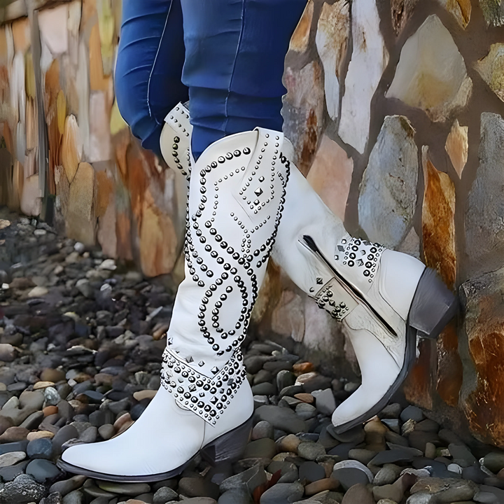 Women's Knee High Comfortable Cowboy Boots with Arch Support and Cushioned