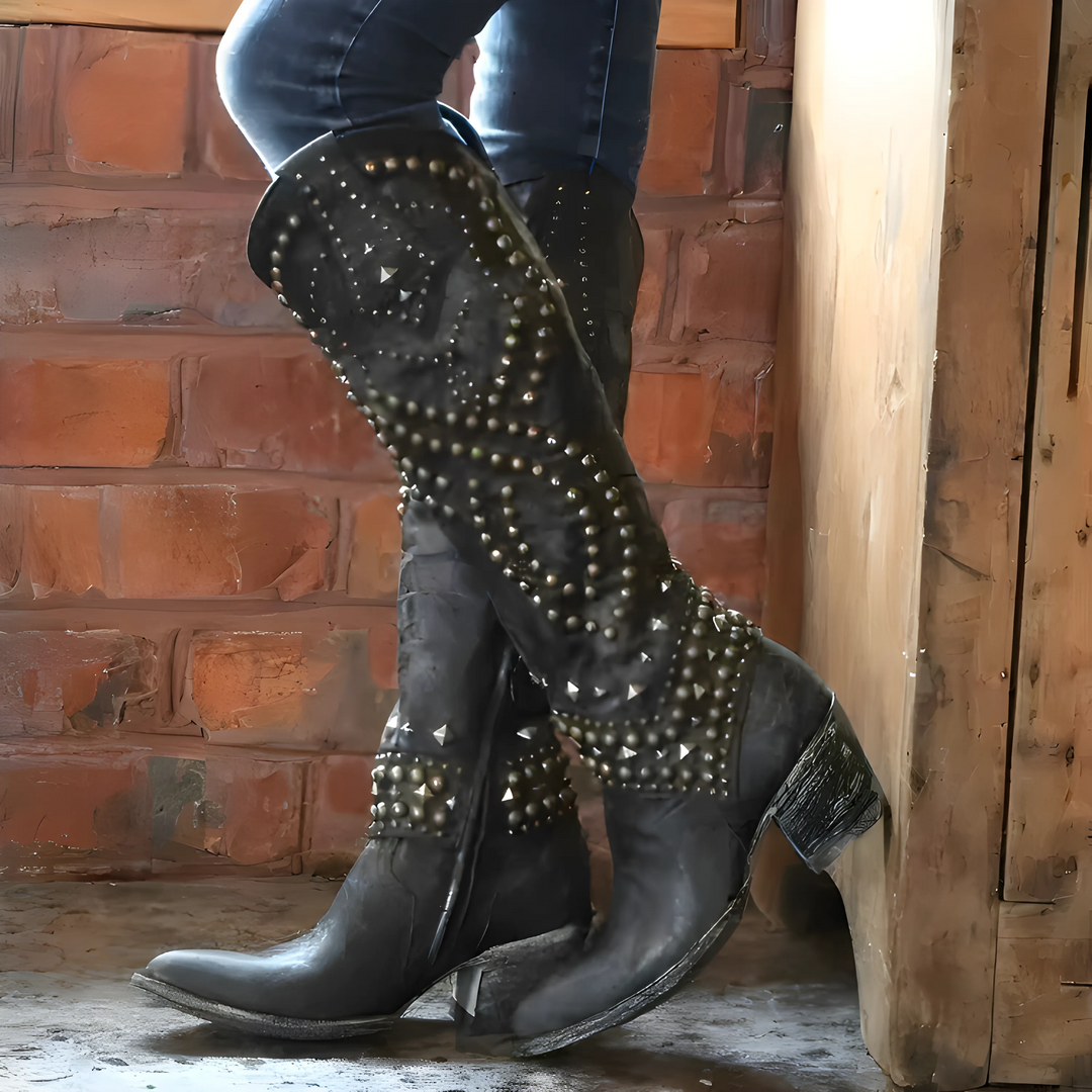 Women's Knee High Comfortable Cowboy Boots with Arch Support and Cushioned