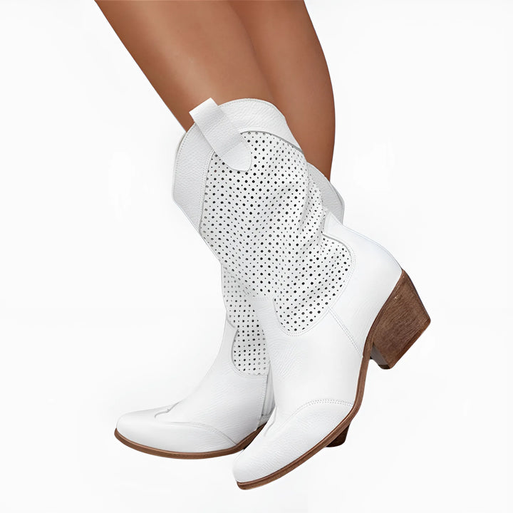 Women's Comfortable Mid Calf Cowboy Boots with Cushioned and Non Slip
