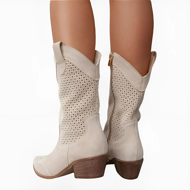 Women's Comfortable Mid Calf Cowboy Boots with Cushioned and Non Slip