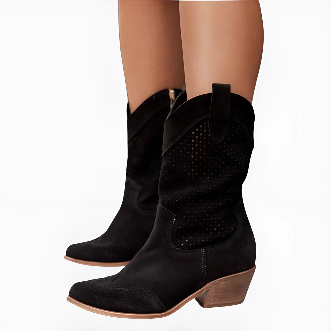 Women's Comfortable Mid Calf Cowboy Boots with Cushioned and Non Slip