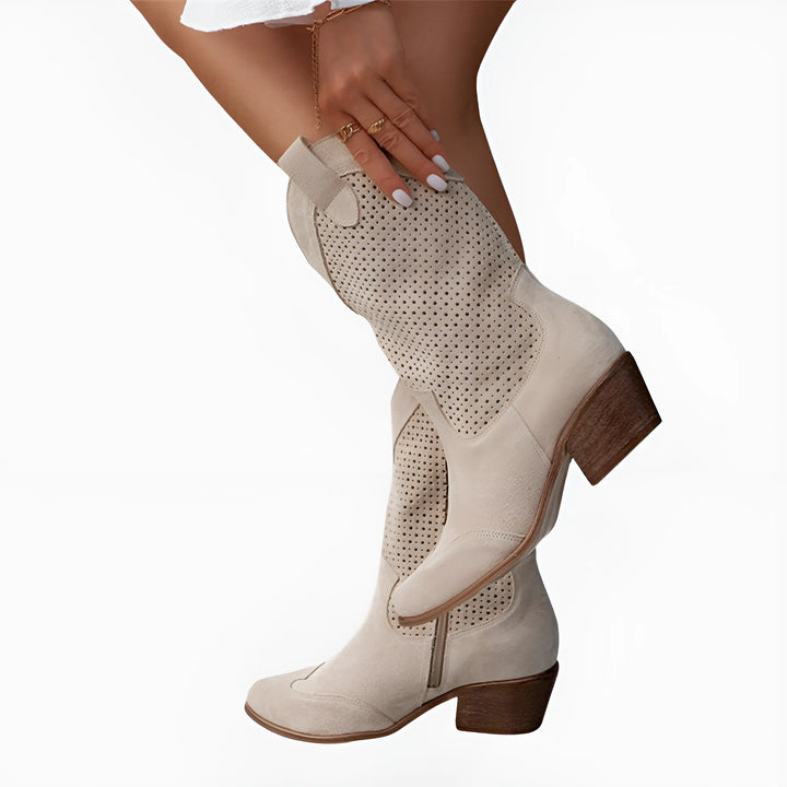 Women's Comfortable Mid Calf Cowboy Boots with Cushioned and Non Slip