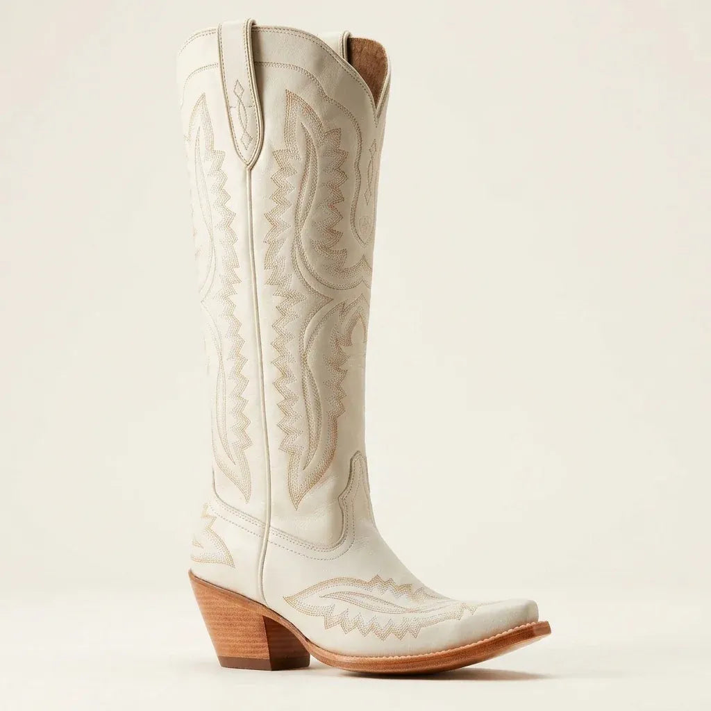Women's Knee High Cowboy Boots with Block Heel and Wide Fit