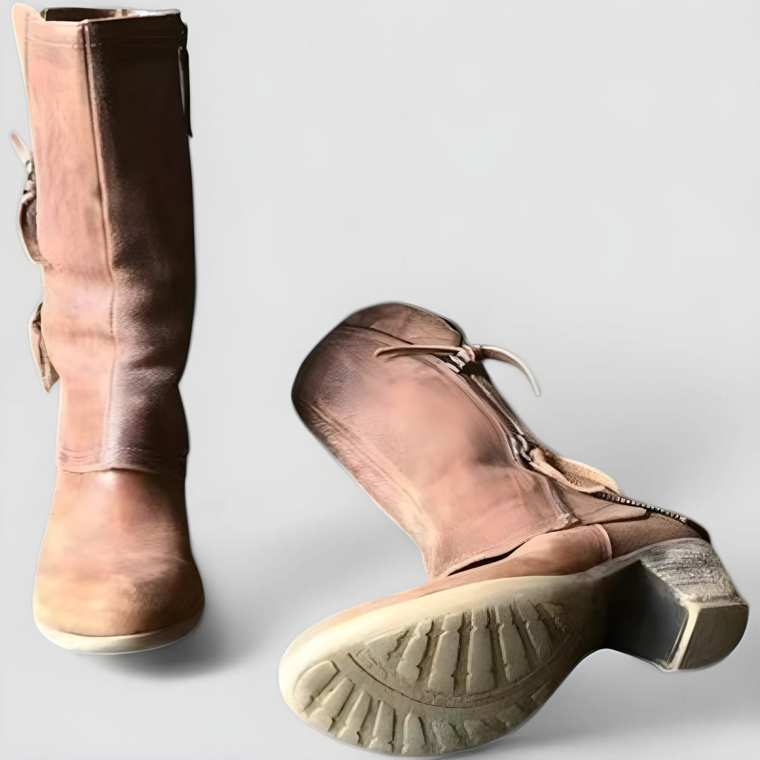 Women's Mid Calf Casual Cowboy Boots with Slip Resistant and Cushioned