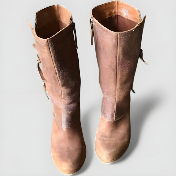 Women's Mid Calf Casual Cowboy Boots with Slip Resistant and Cushioned