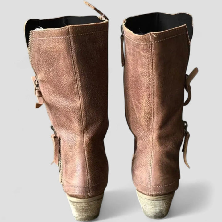 Women's Mid Calf Casual Cowboy Boots with Slip Resistant and Cushioned