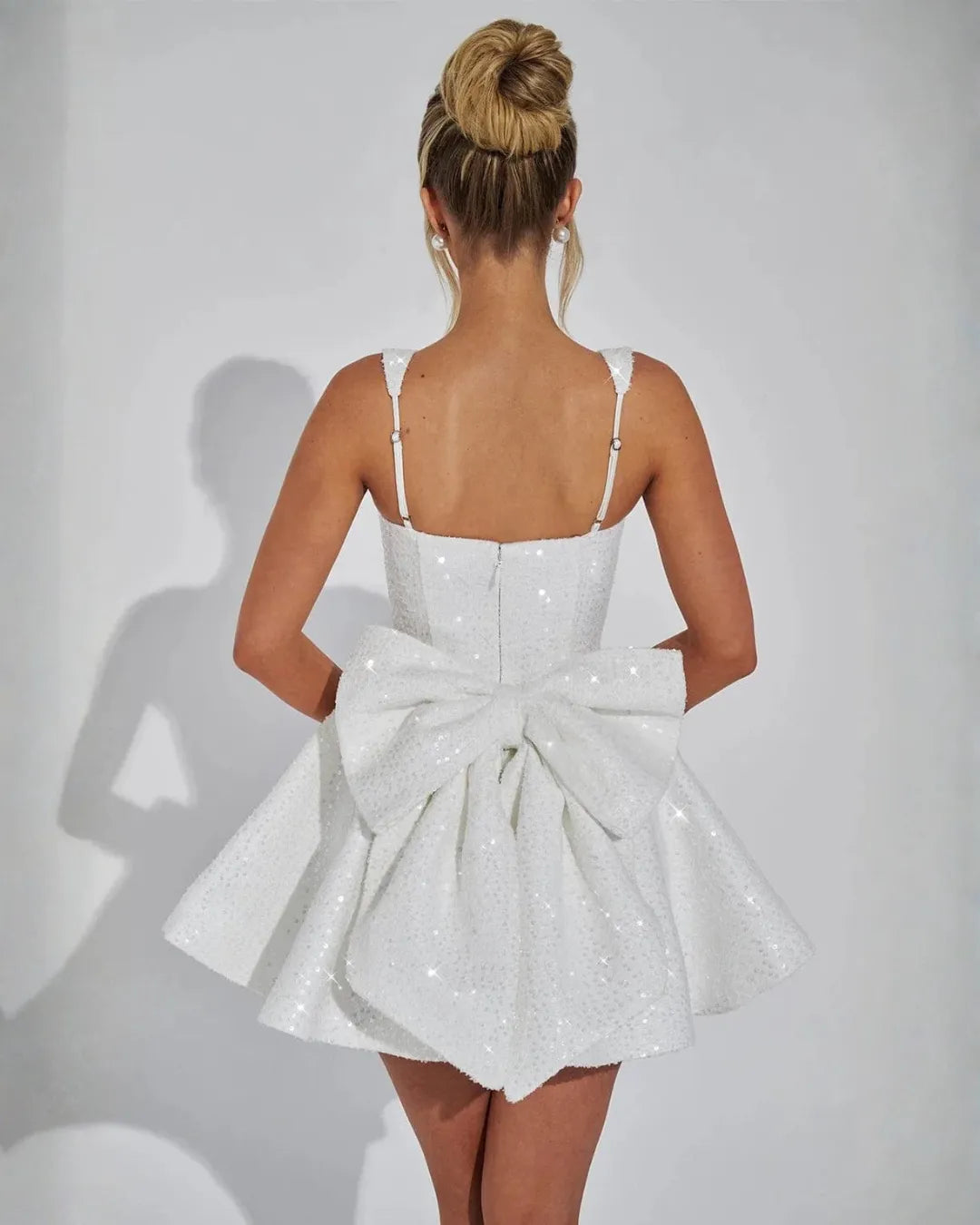 Women's Sequin Elegant Mini Cocktail Dress with Square Neck
