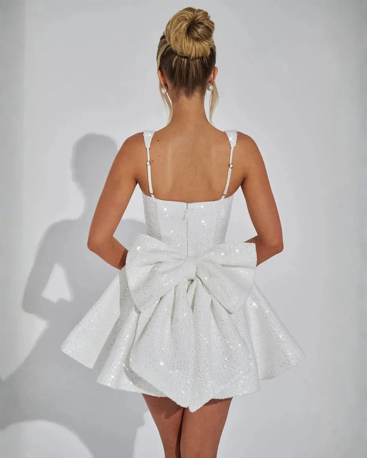 Women's Sequin Elegant Mini Cocktail Dress with Square Neck