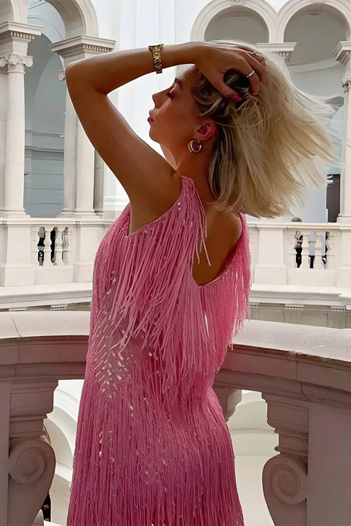 Women's Sequin Sleeveless Mini Cocktail Dress with V-Neck