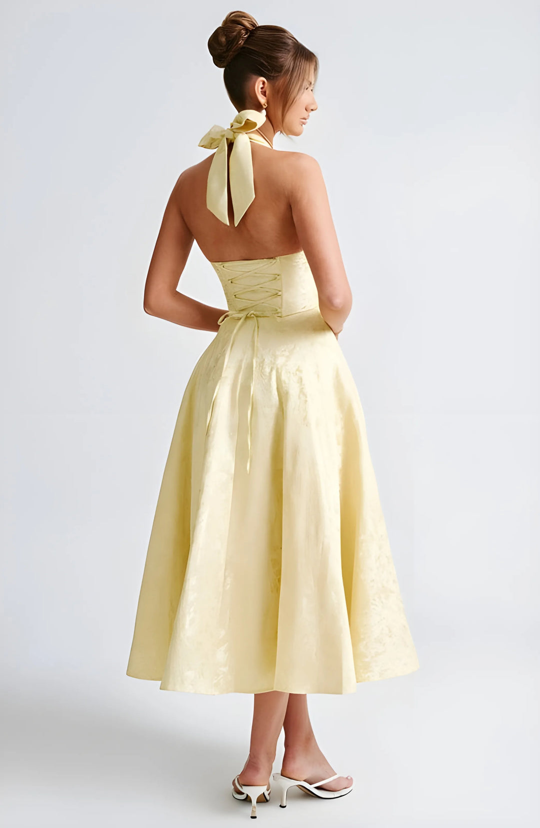 Women's Sleeveless A-Line Midi Cocktail Dress with V-Neck