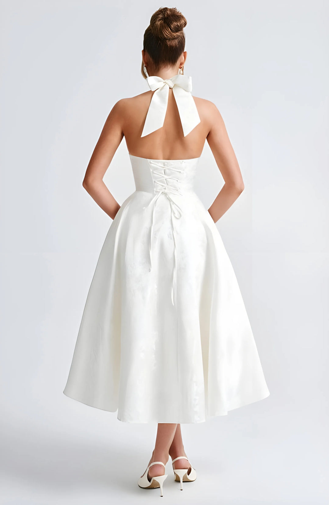 Women's Sleeveless A-Line Midi Cocktail Dress with V-Neck