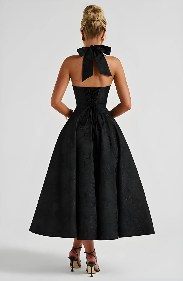Women's Sleeveless A-Line Midi Cocktail Dress with V-Neck