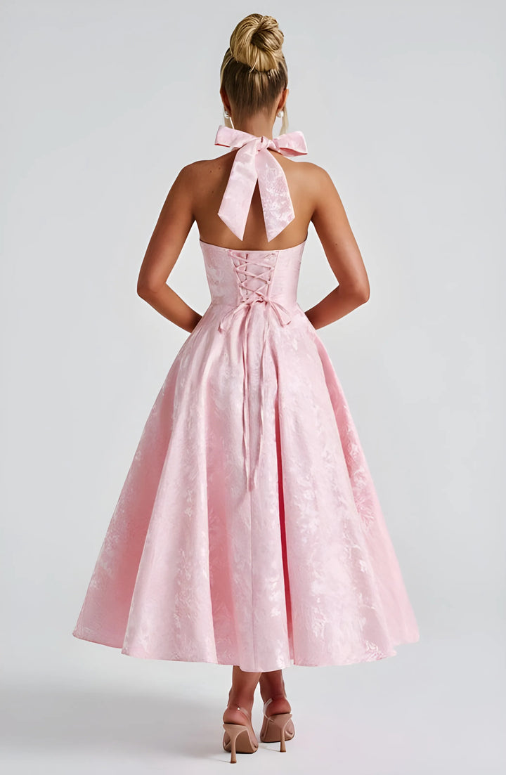 Women's Sleeveless A-Line Midi Cocktail Dress with V-Neck