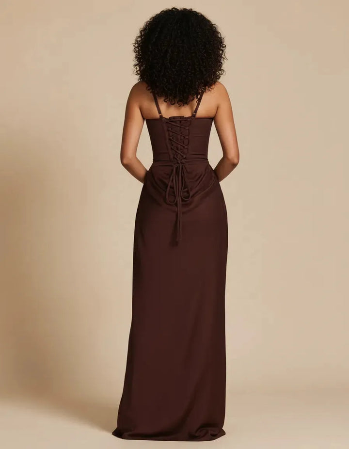 Women's Sleeveless Elegant Maxi Wedding Guest Dress with Square Neck