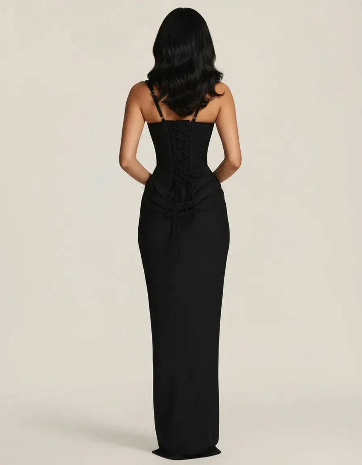 Women's Sleeveless Elegant Maxi Wedding Guest Dress with Square Neck