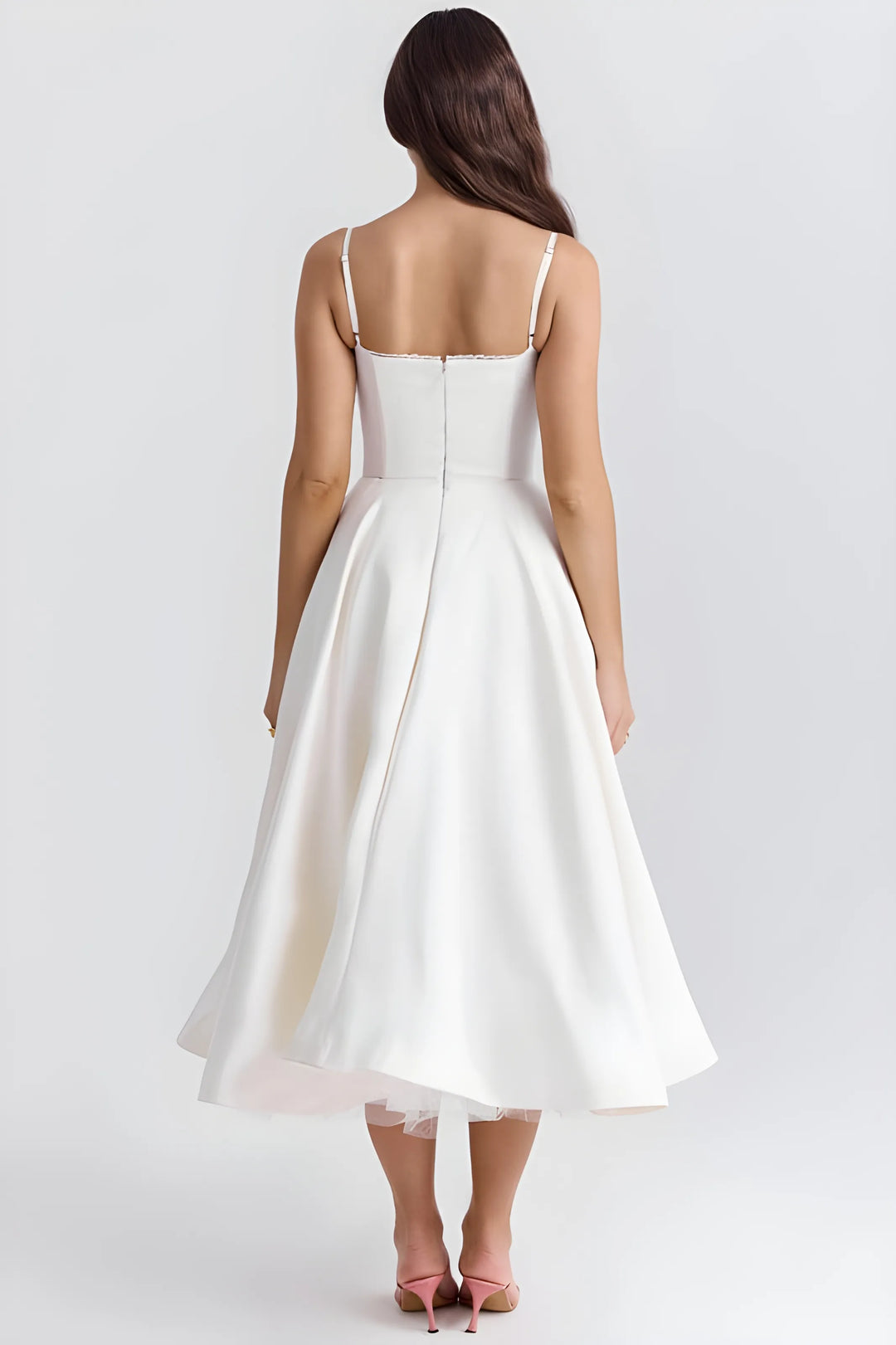 Women's Sleeveless Elegant Midi Cocktail Dress with Sweetheart Neckline