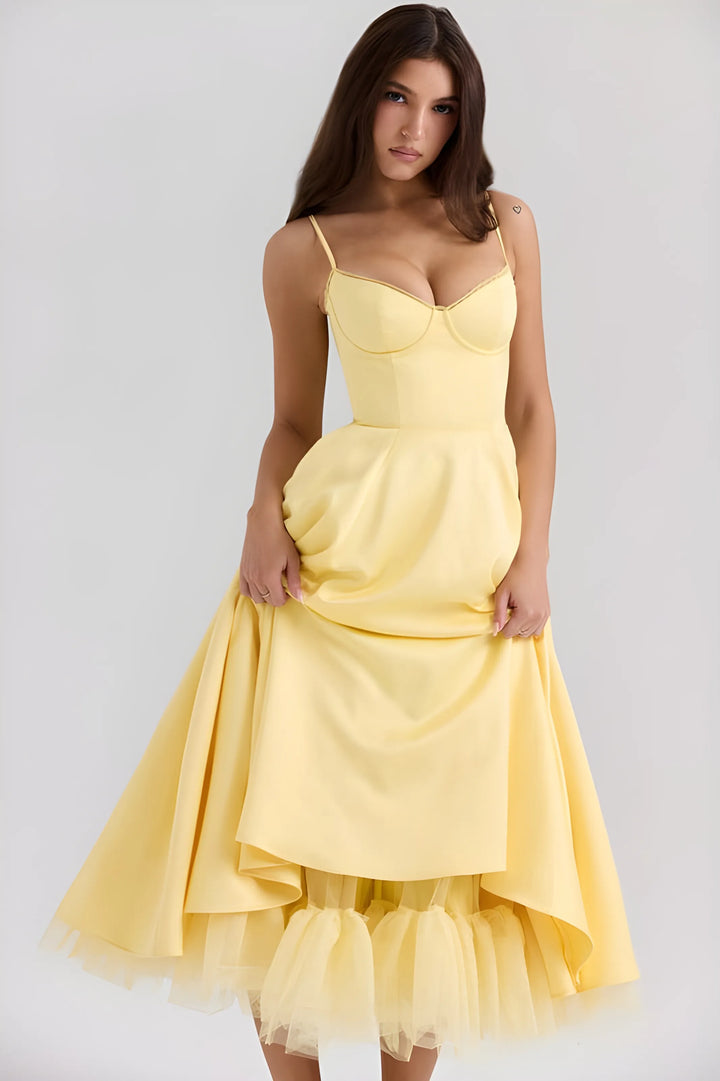 Women's Sleeveless Elegant Midi Cocktail Dress with Sweetheart Neckline