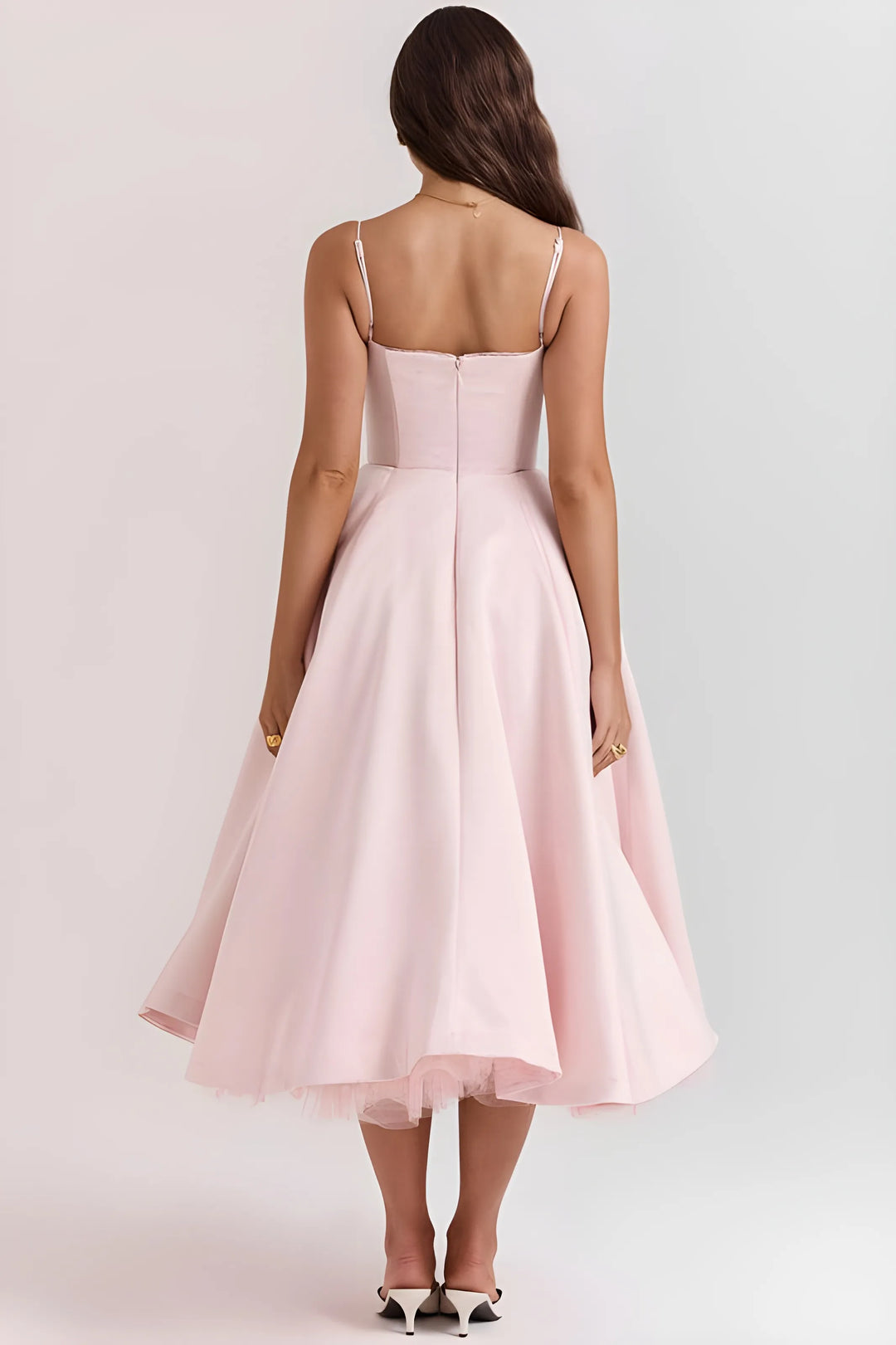 Women's Sleeveless Elegant Midi Cocktail Dress with Sweetheart Neckline