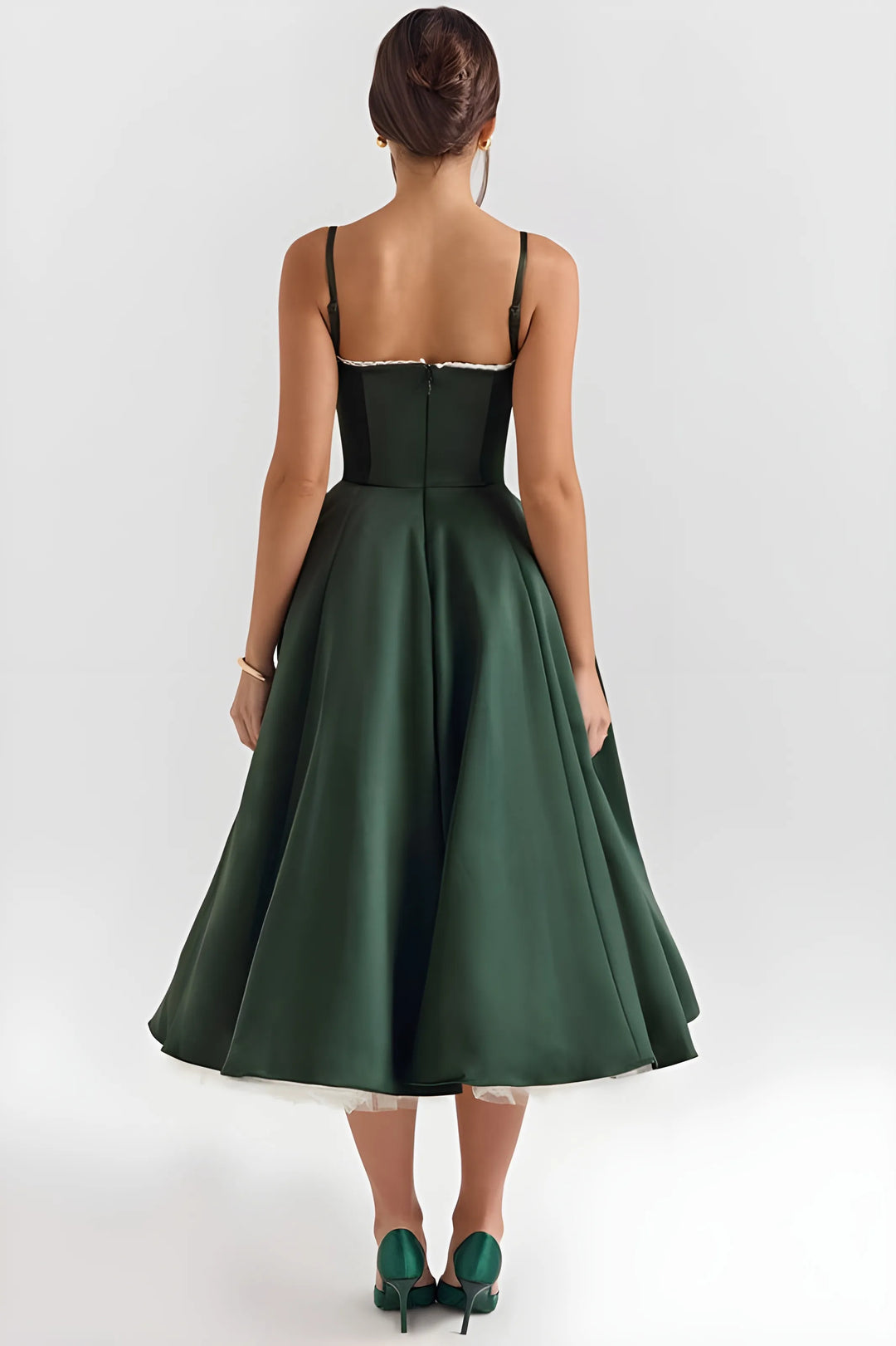 Women's Sleeveless Elegant Midi Cocktail Dress with Sweetheart Neckline