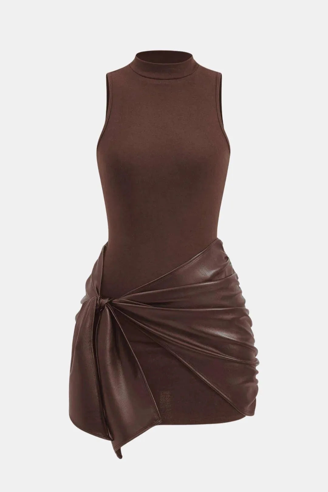 Women's Sleeveless Elegant Mini Cocktail Dress with High Neck