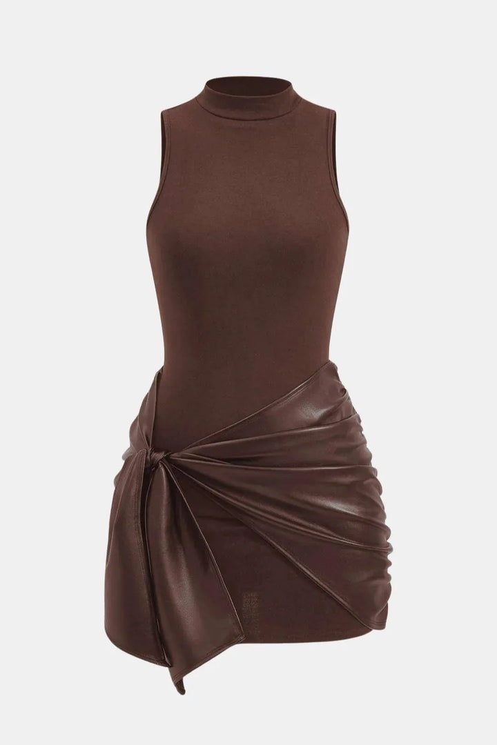 Women's Sleeveless Elegant Mini Cocktail Dress with High Neck