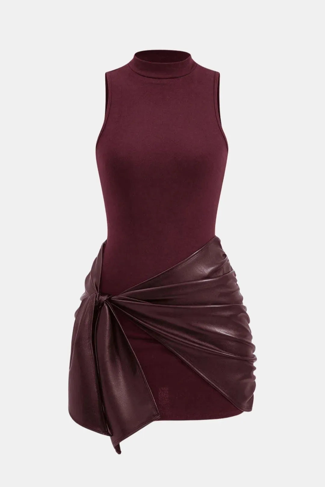 Women's Sleeveless Elegant Mini Cocktail Dress with High Neck