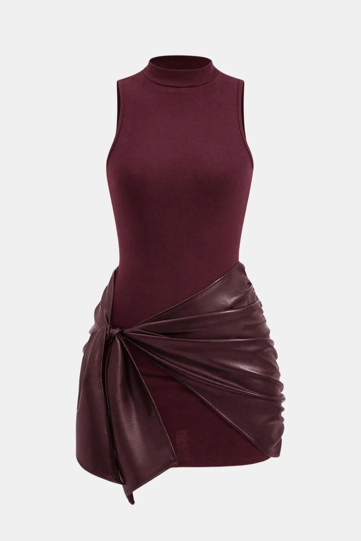 Women's Sleeveless Elegant Mini Cocktail Dress with High Neck