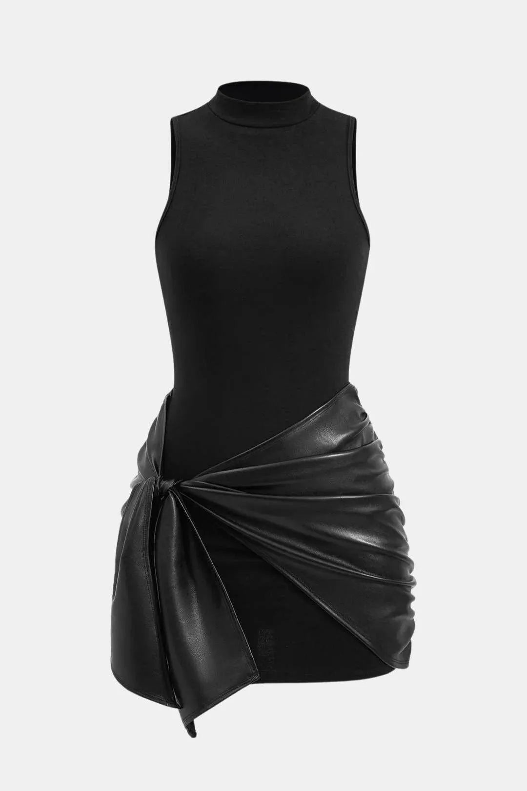 Women's Sleeveless Elegant Mini Cocktail Dress with High Neck