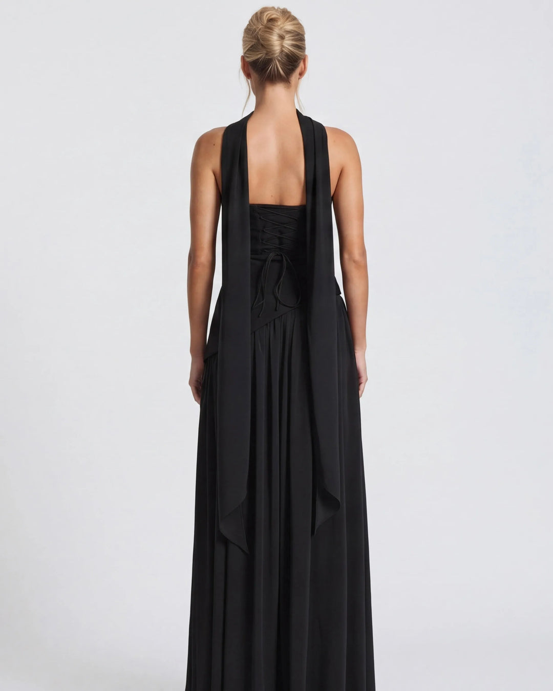 Women's Strapless Flowy Maxi Wedding Guest Dress with Slit