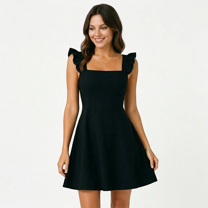 Women's Summer A-Line Cocktail Mini Dress with Square Neck