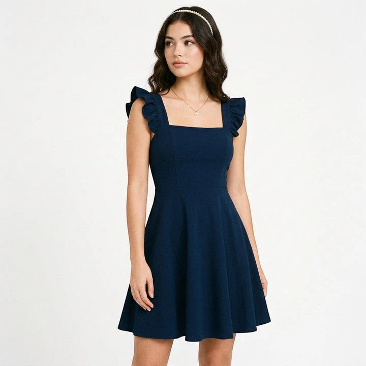 Women's Summer A-Line Cocktail Mini Dress with Square Neck