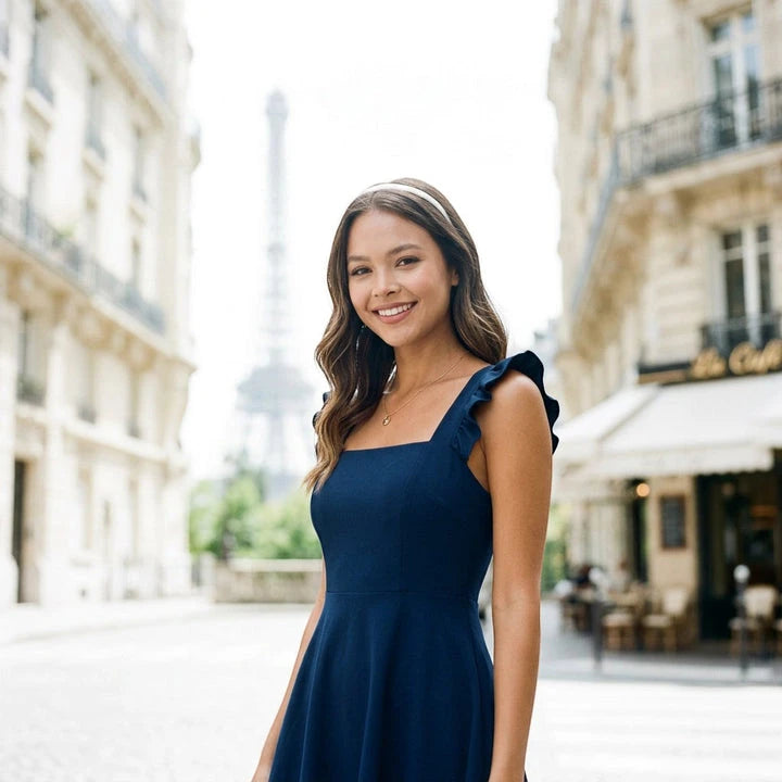 Women's Summer A-Line Cocktail Mini Dress with Square Neck