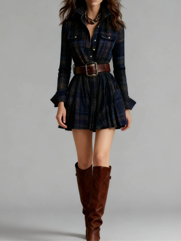 Women's Vintage Fall Mini Wedding Guest Dress with Long Sleeve