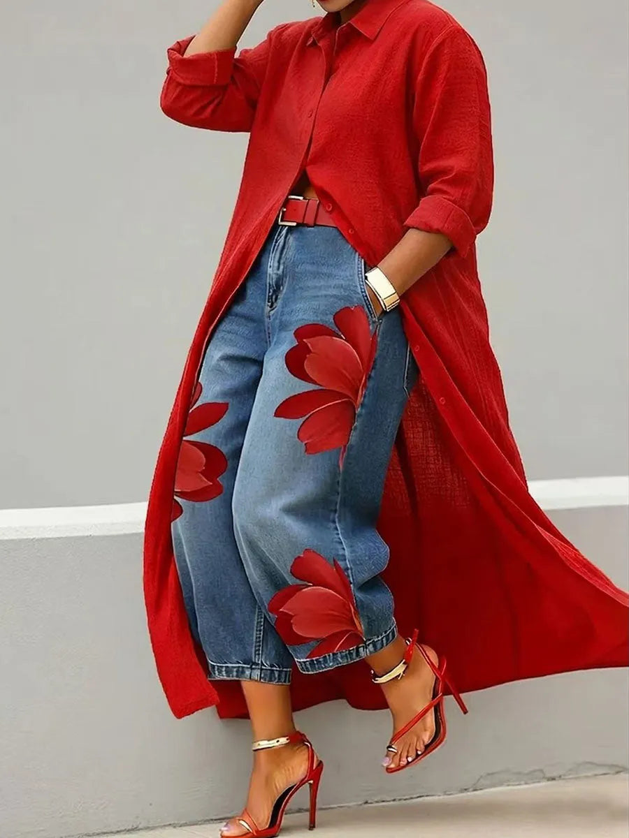 Women's Wide Leg Cropped Jeans with Pockets