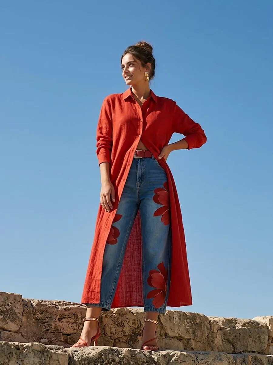 Women's Wide Leg Cropped Jeans with Pockets