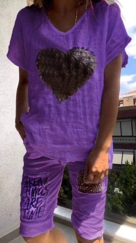 DIANE | HEART SEQUINED SET