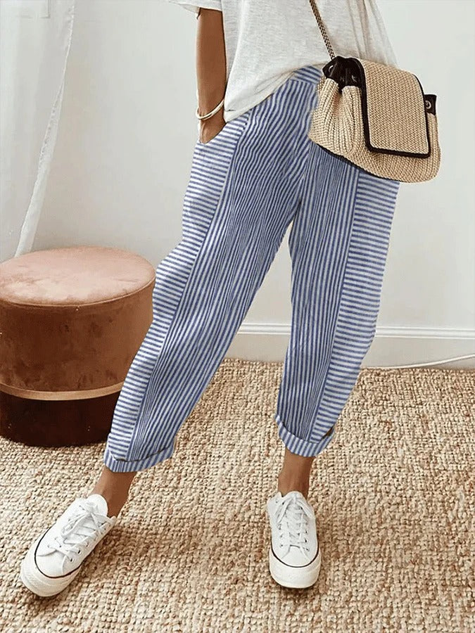 AZURA | COMFORTABLE STRIPED RETRO PANTS