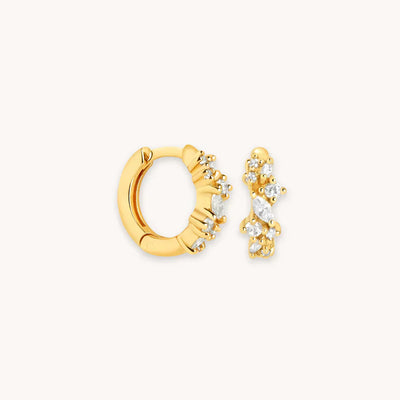 Hoop earrings with crystals | Gold