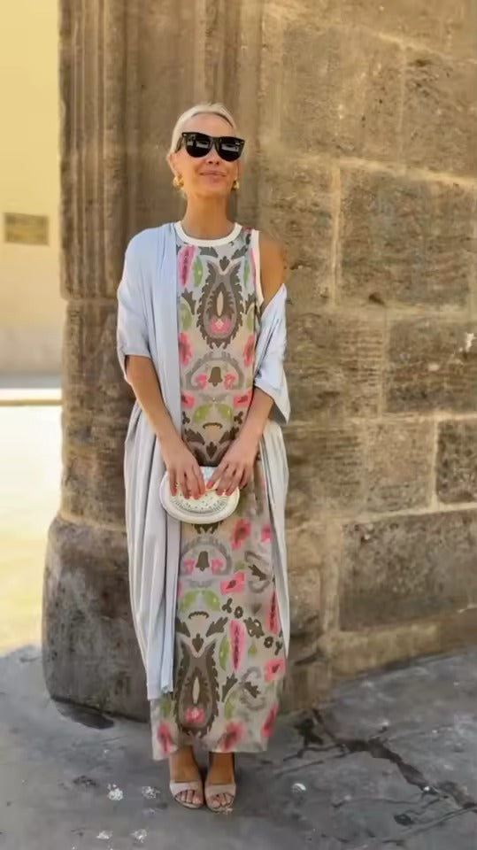 Indigo | Elegant Long Dress with Matching Shawl