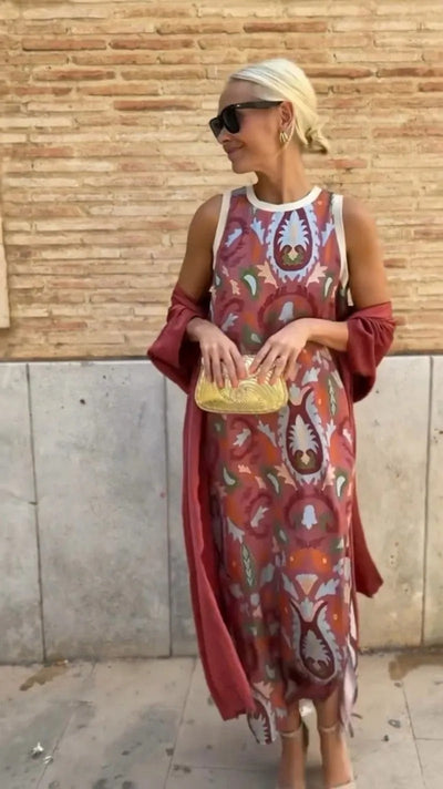 Ainara | Elegant long dress with matching shawl