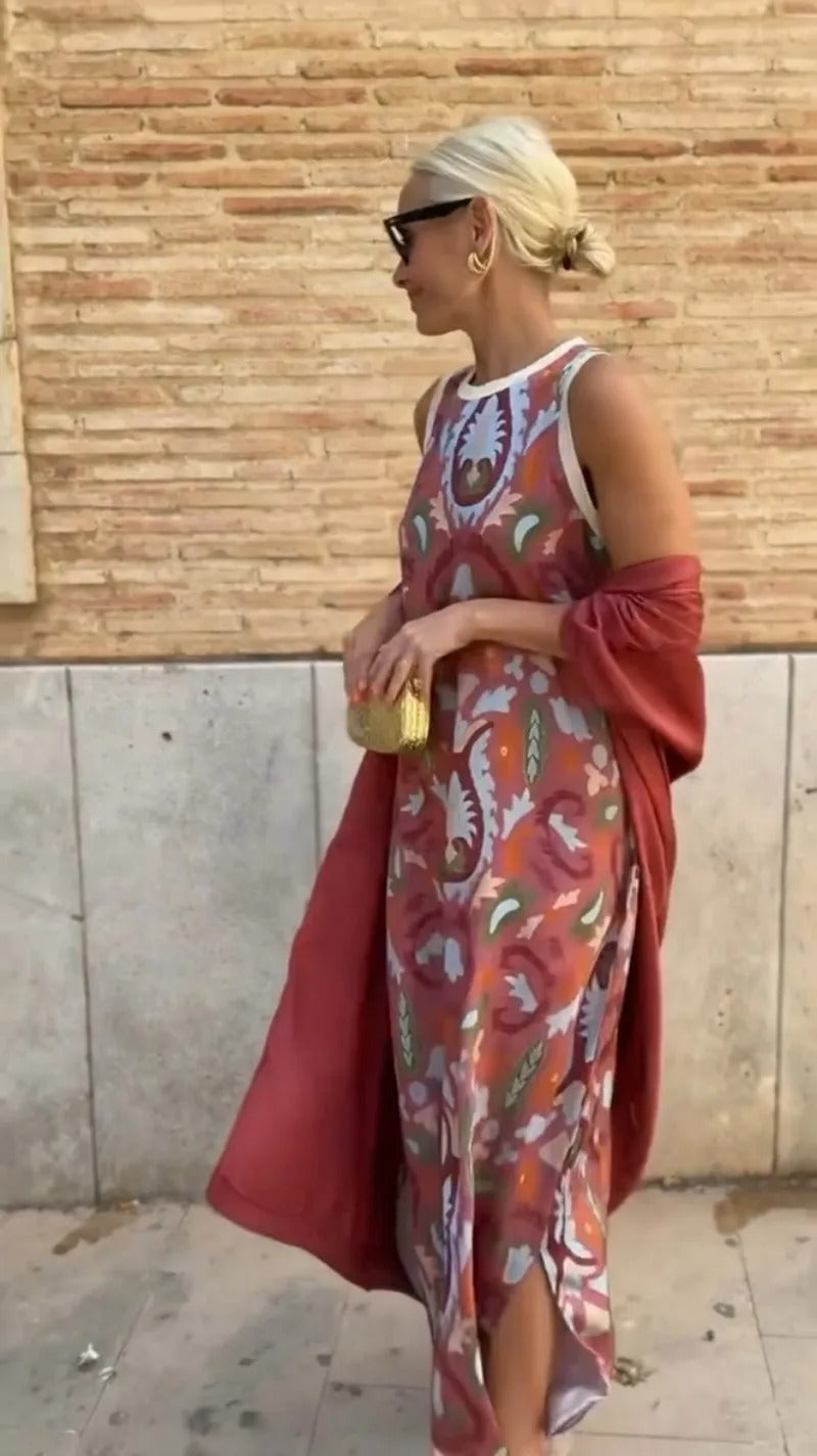 Ainara | Elegant long dress with matching shawl