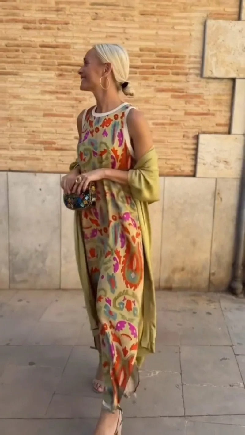 Ainhoa | Elegant long dress with matching shawl