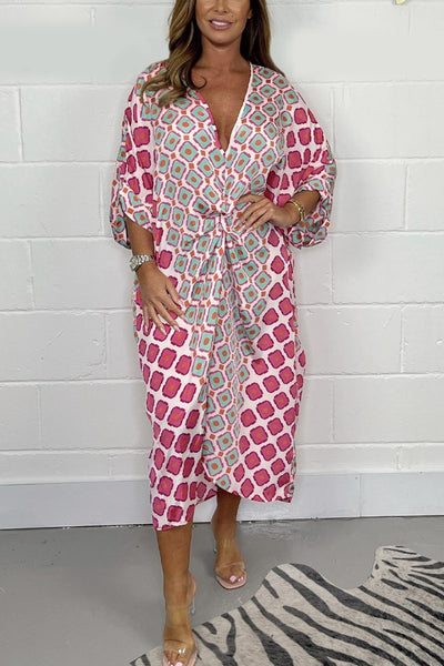 Babette | Boho V-neck Geometric Print Dress